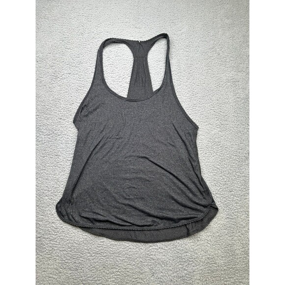 Lululemon Women's 6  Singlet Tank Top Racerback Shirt Heathered Gray Striped - Picture 1 of 7